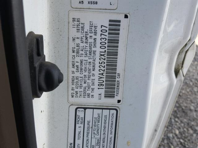 19UYA2252XL003707 - 1999 ACURA 3.0CL თეთრი ფოტო 10