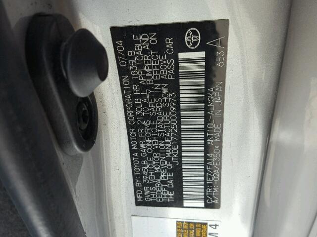 JTKDE177250009973 - 2005 TOYOTA SCION TC 银色 照片 10