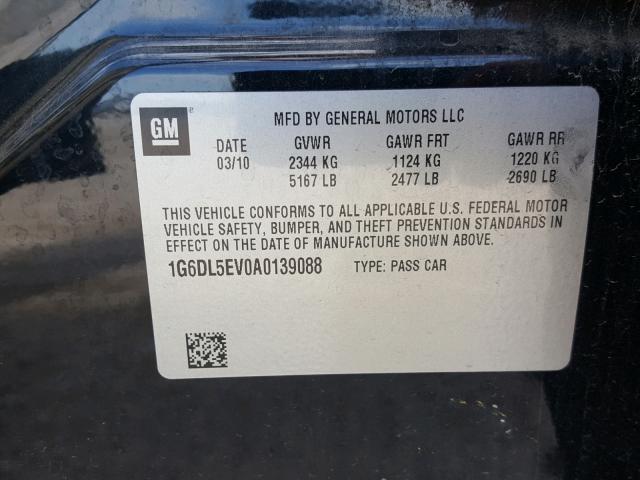 1G6DL5EV0A0139088 - 2010 CADILLAC CTS PERFOR Qara foto 10