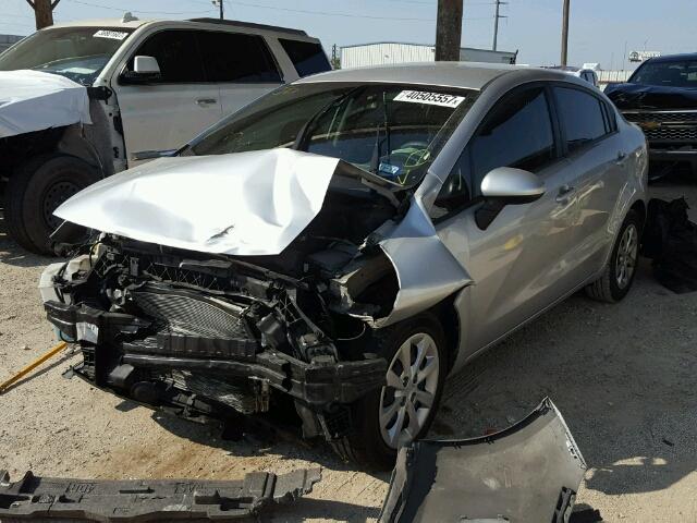 KNADN4A30E6379568 - 2014 KIA RIO EX SILVER photo 2