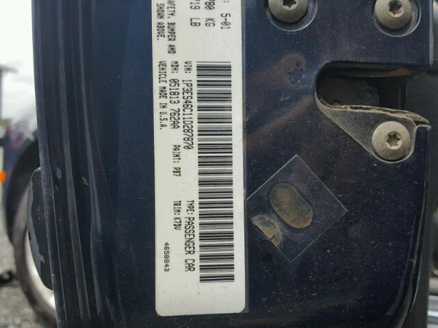 1P3ES46C11D287870 - 2001 PLYMOUTH NEON BASE 蓝色 照片 10