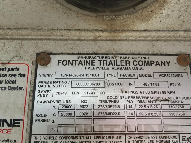 13N148202F1571864 - 2015 FONTAINE TRAILER SILVER photo 10