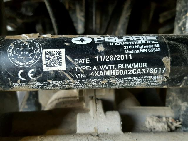 4XAMH50A2CA378617 - 2012 POLARIS SPORTSMAN RED photo 10