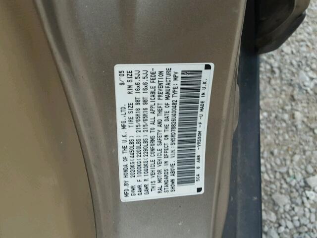 SHSRD78826U400482 - 2006 HONDA CR-V GOLD photo 10