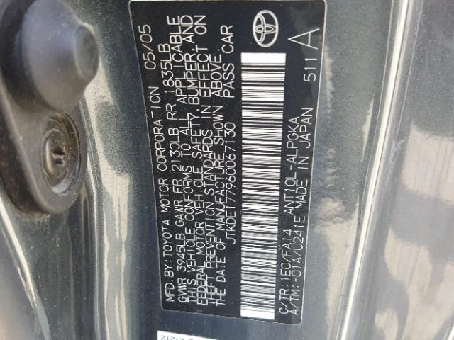 JTKDE177960067130 - 2006 TOYOTA SCION TC 蓝色 照片 10
