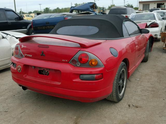 4A3AE55H13E168591 - 2003 MITSUBISHI ECLIPSE RED photo 4