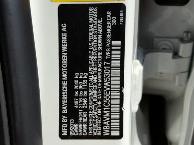 WBAVM1C55EVW53017 - 2014 BMW X1 SDRIVE2 白色 照片 10