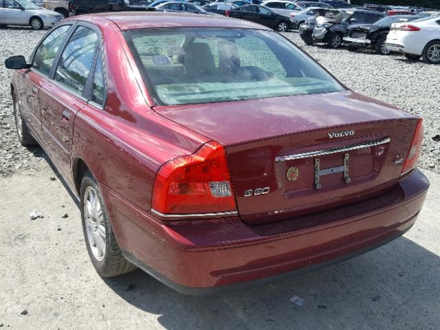 YV1TH592551409033 - 2005 VOLVO S80 2.5T BURGUNDY photo 3