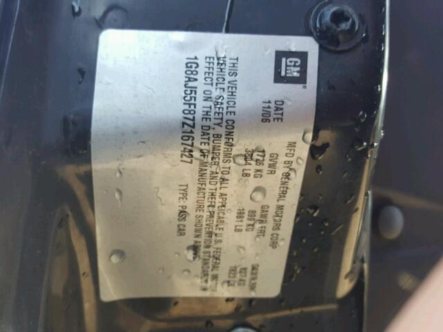 1G8AJ55F87Z167427 - 2007 SATURN ION LEVEL GRAY photo 10