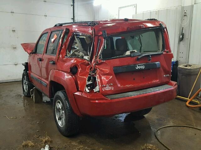 1J8GN28K88W173459 - 2008 JEEP LIBERTY SP RED photo 3