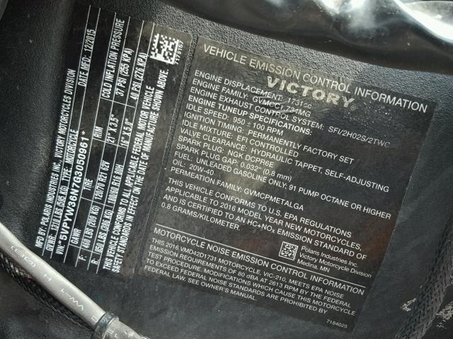 5VPYW36N7G3050961 - 2016 VICTORY MOTORCYCLES MAGNUM WHITE photo 10