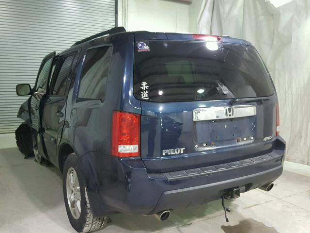 5FNYF4H58BB020834 - 2011 HONDA PILOT EXL BLUE photo 3