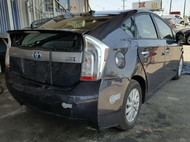 JTDKN3DP1E3055226 - 2014 TOYOTA PRIUS PLUG CHARCOAL photo 4