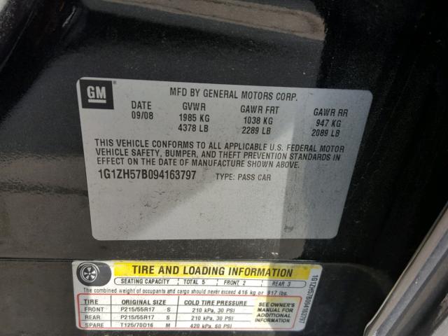 1G1ZH57B094163797 - 2009 CHEVROLET MALIBU 1LT 黑色 照片 10