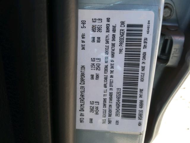 2B3HD46R54H652619 - 2004 DODGE INTREPID S 蓝色 照片 10