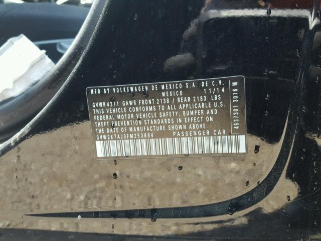 3VW2K7AJ3FM253884 - 2015 VOLKSWAGEN JETTA BASE BLACK photo 10