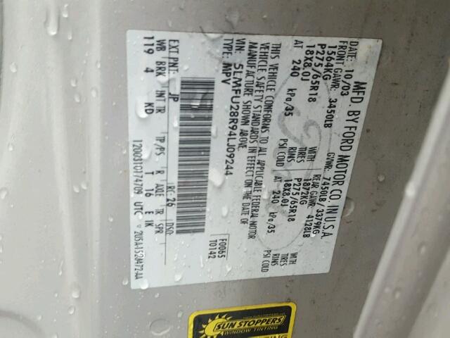 5LMFU28R94LJ09244 - 2004 LINCOLN NAVIGATOR Silber Foto 10