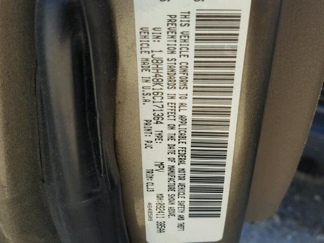 1J8HH48K16C171364 - 2006 JEEP COMMANDER 棕色 照片 10