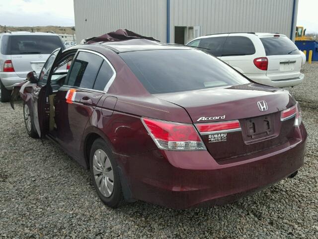 1HGCP2E30CA130609 - 2012 HONDA ACCORD LX BURGUNDY photo 3