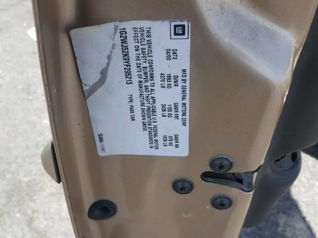 1G2WJ52K9YF295213 - 2000 PONTIAC GRAND PRIX GOLD photo 10