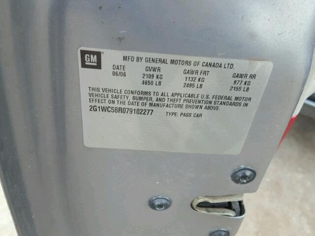 2G1WC58R079102277 - 2007 CHEVROLET IMPALA GRAY photo 10