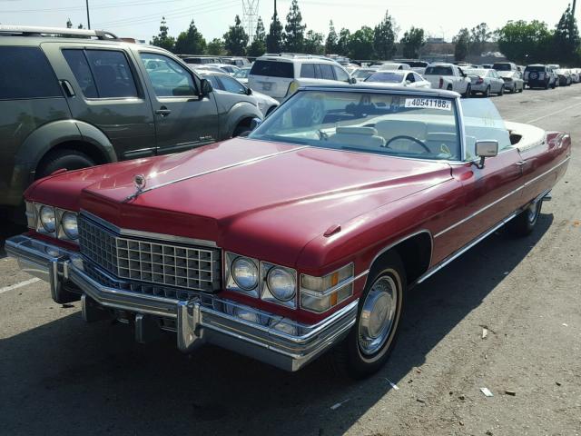 6D47R4Q248907 - 1974 CADILLAC COUPE DEVI RED photo 2