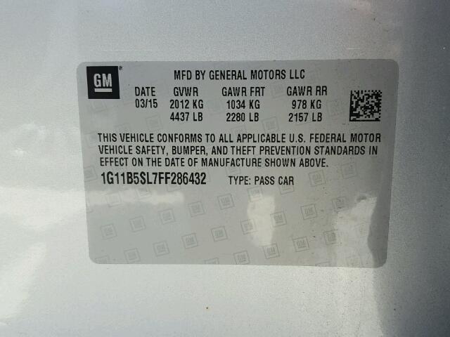 1G11B5SL7FF286432 - 2015 CHEVROLET MALIBU LS 灰色 照片 10