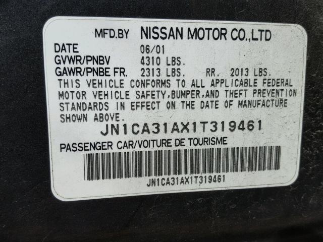 JN1CA31AX1T319461 - 2001 NISSAN MAXIMA GXE CHARCOAL photo 10