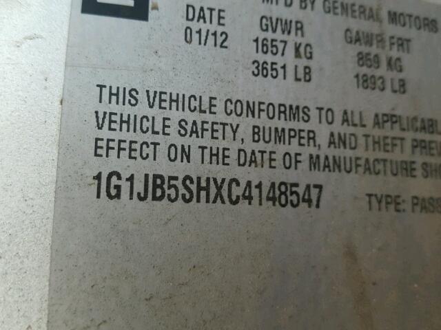 1G1JB5SHXC4148547 - 2012 CHEVROLET SONIC LS 银色 照片 10