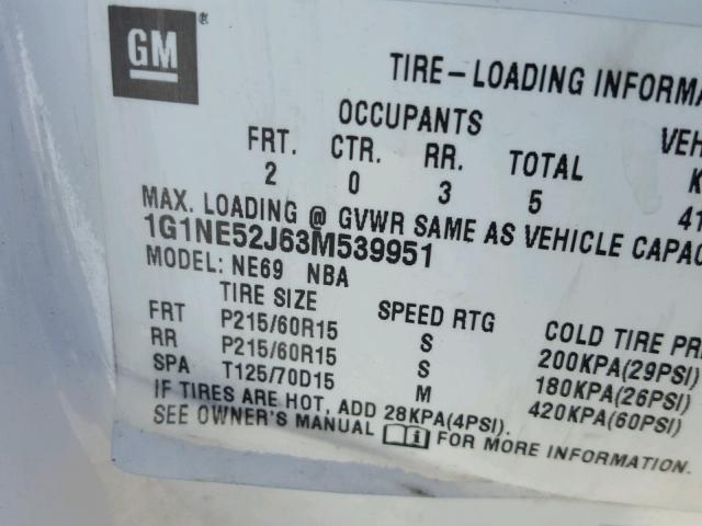 1G1NE52J63M539951 - 2003 CHEVROLET MALIBU LS 白色 照片 10