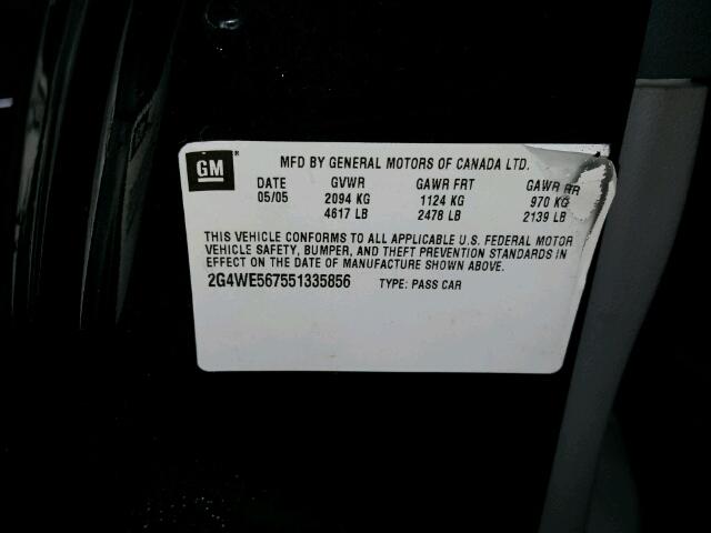 2G4WE567551335856 - 2005 BUICK LACROSSE C BLACK photo 10