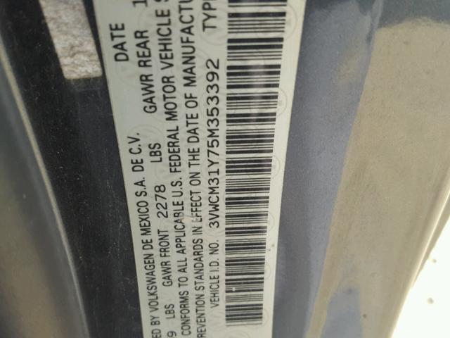 3VWCM31Y75M353392 - 2005 VOLKSWAGEN NEW BEETLE 石墨色 照片 10