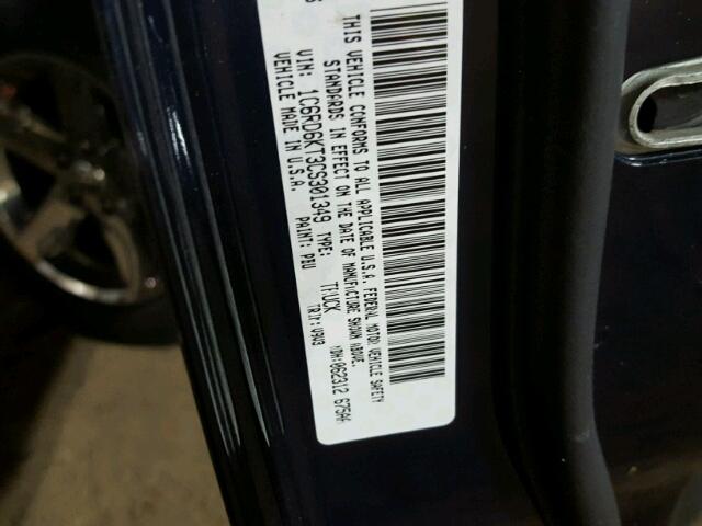 1C6RD6KT3CS301349 - 2012 DODGE RAM 1500 BLUE photo 10