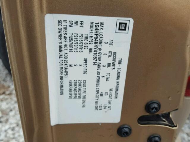 1G4HP54K4Y4105714 - 2000 BUICK LESABRE CU GOLD photo 10