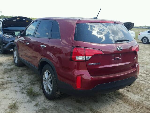 5XYKT3A64EG452605 - 2014 KIA SORENTO RED photo 3