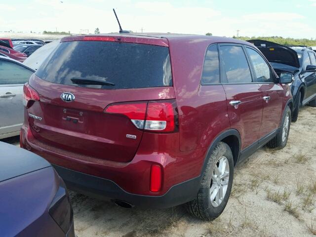 5XYKT3A64EG452605 - 2014 KIA SORENTO RED photo 4