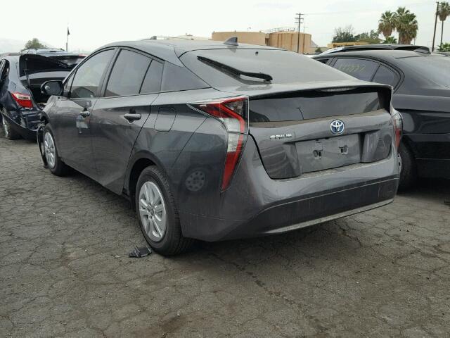 JTDKBRFU9H3032666 - 2017 TOYOTA PRIUS GRAY photo 3