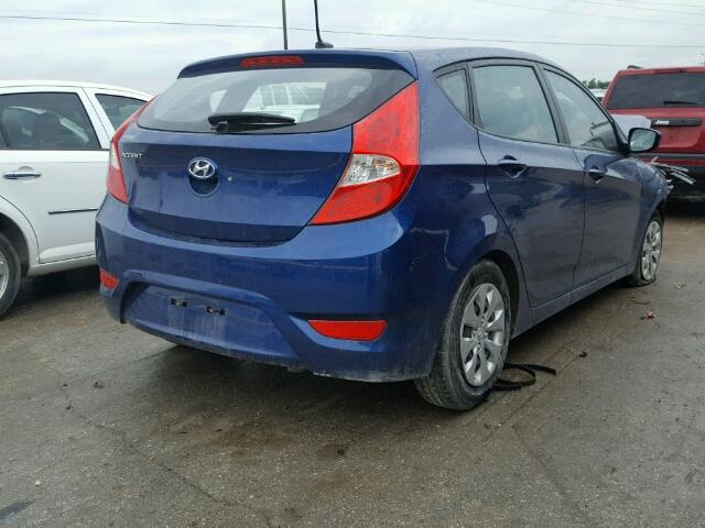 KMHCT5AE3GU262850 - 2016 HYUNDAI ACCENT SE BLUE photo 4