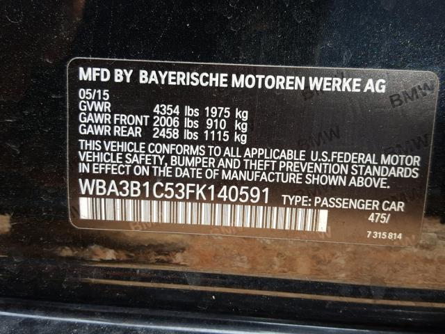 WBA3B1C53FK140591 - 2015 BMW 320 I BLACK photo 10