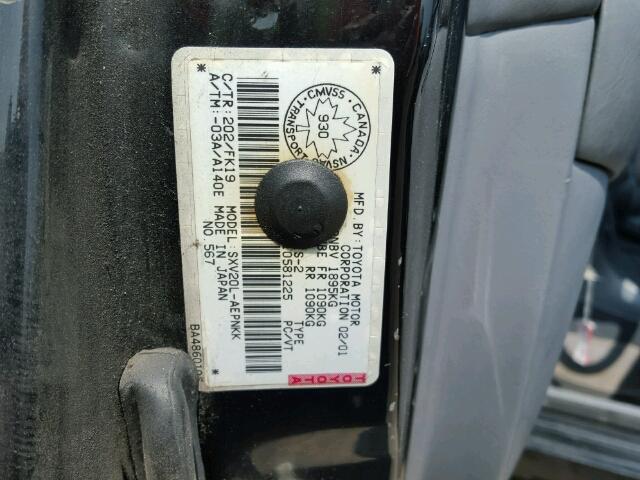 JT2BG22KX10581225 - 2001 TOYOTA CAMRY CE BLACK photo 10