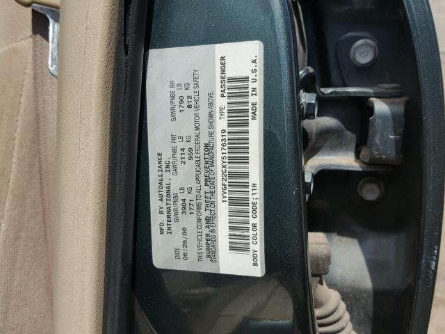 1YVGF22CXY5176319 - 2000 MAZDA 626 ES GREEN photo 10