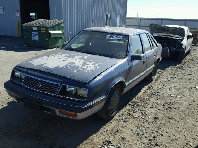 1C3BH48K1KN535802 - 1989 CHRYSLER LEBARON BLUE photo 2