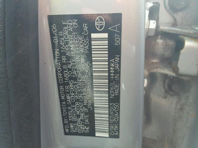 JTKKT624860152595 - 2006 TOYOTA SCION XA SILVER photo 10