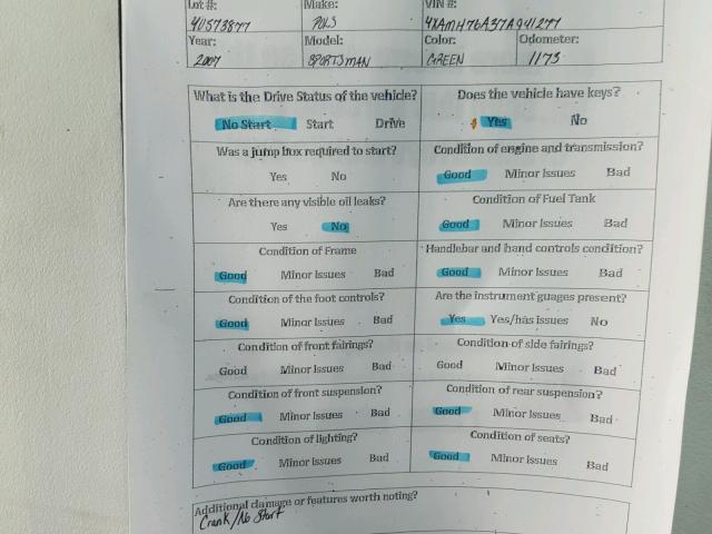 4XAMH76A37A941277 - 2007 POLARIS SPORTSMAN 绿色 照片 20
