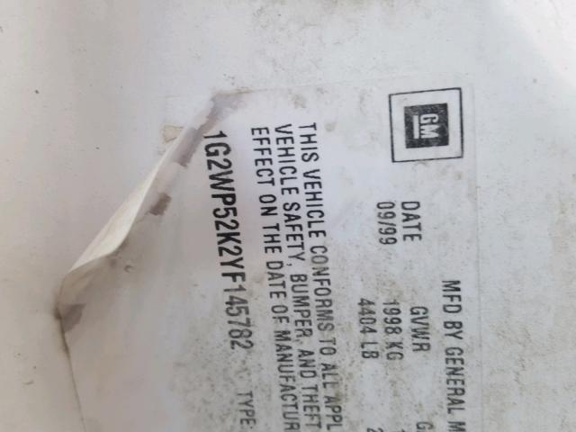 1G2WP52K2YF145782 - 2000 PONTIAC GRAND PRIX თეთრი ფოტო 10