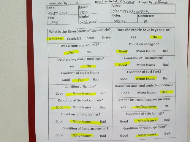 4XAMH50A2DA048381 - 2013 POLARIS SPORTSMAN WHITE photo 20