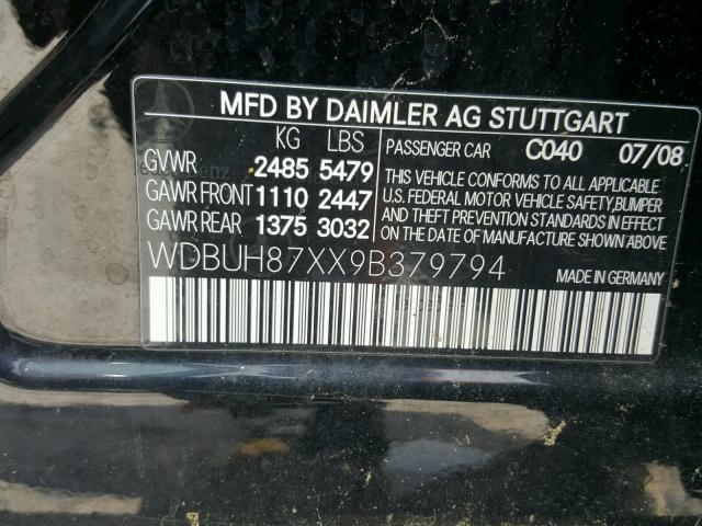 WDBUH87XX9B379794 - 2009 MERCEDES-BENZ E 350 4MAT BLACK photo 10