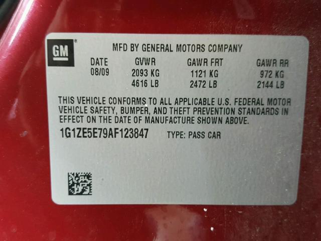 1G1ZE5E79AF123847 - 2010 CHEVROLET MALIBU LTZ 红色 照片 10