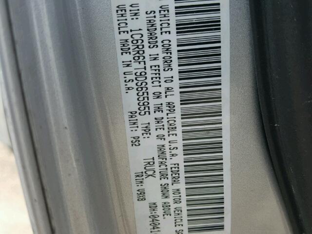 1C6RR6FT9DS655955 - 2013 RAM 1500 ST SILVER photo 10