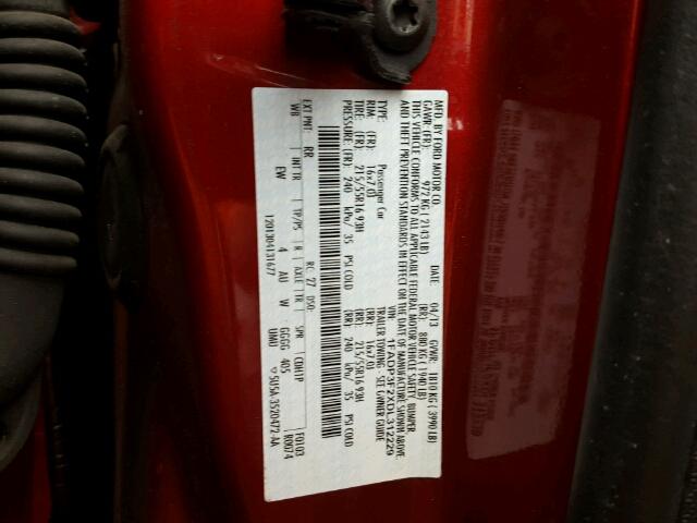 1FADP3F2XDL312229 - 2013 FORD FOCUS SE RED photo 10